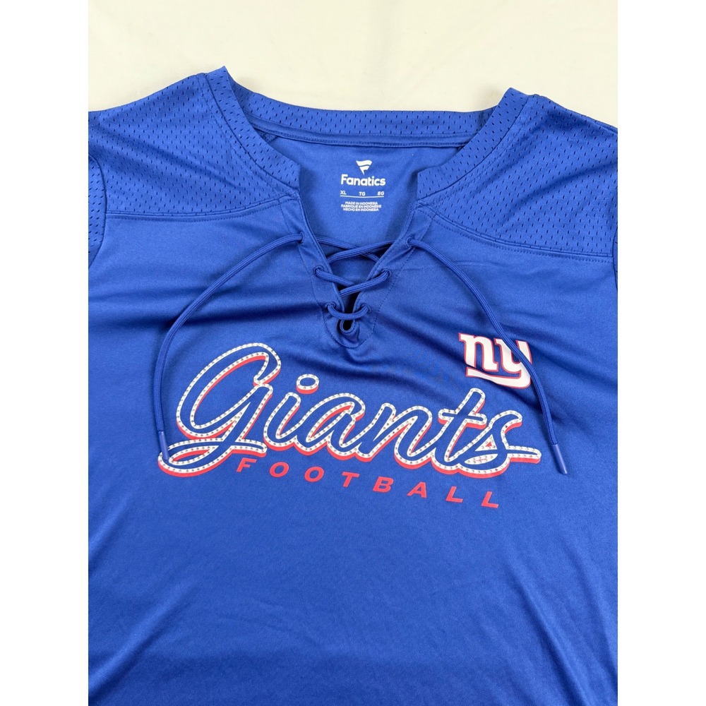 New York Giants Fanatics NFL Rhinestone Lace Up Jersey Women's XL Blue NWT